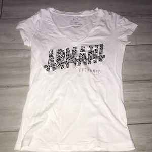 white tee from armani exchange